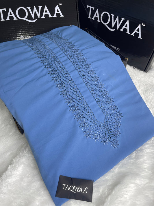 Men Nafees Embroidered – Wash & Wear Boski – Unstitched Fabric – Sky