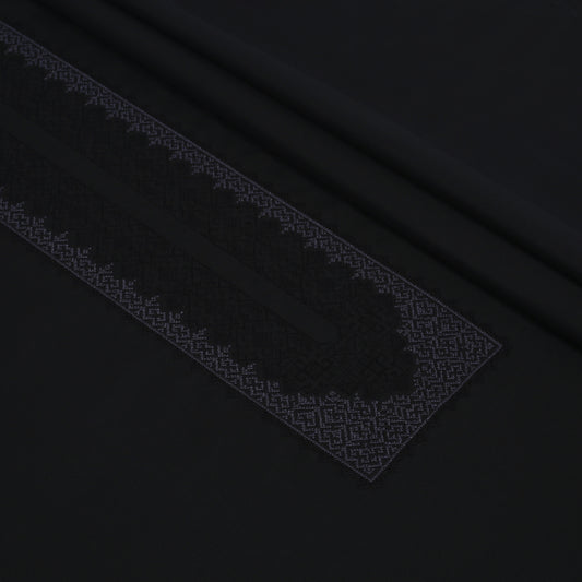 Men’s Unstitched Embroidered Chest Wash n Wear Kameez Shalwar – Black (TAQWAA Luxe)