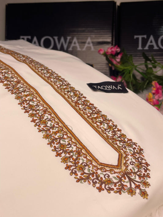 Men Sultan Embroidered – Wash & Wear Boski – Unstitched Fabric – White