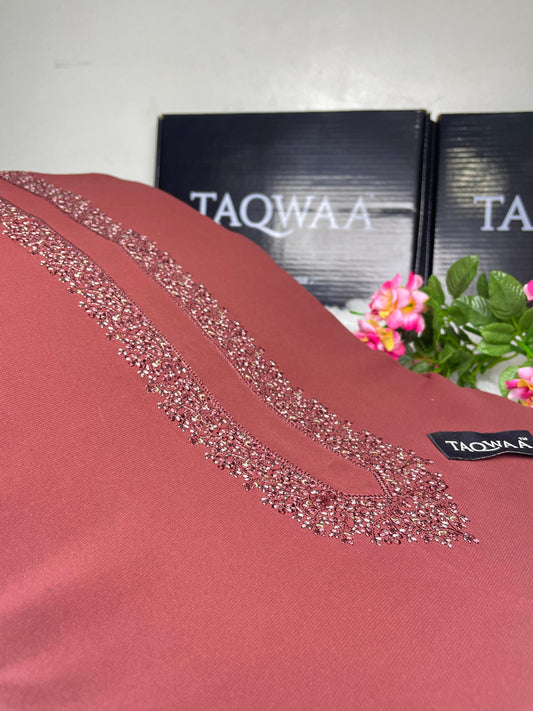 Men Ghazi Embroidered – Wash & Wear Boski – Unstitched Fabric – Maroon Rust