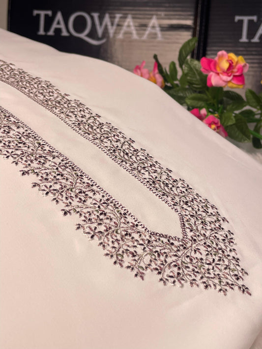 Men Ghazi Embroidered – Wash & Wear Boski – Unstitched Fabric – White