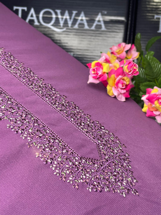 Men Ghazi Embroidered – Wash & Wear Boski – Unstitched Fabric – Royal Purple