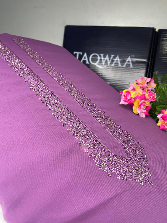 Men Ghazi Embroidered – Wash & Wear Boski – Unstitched Fabric – Royal Purple