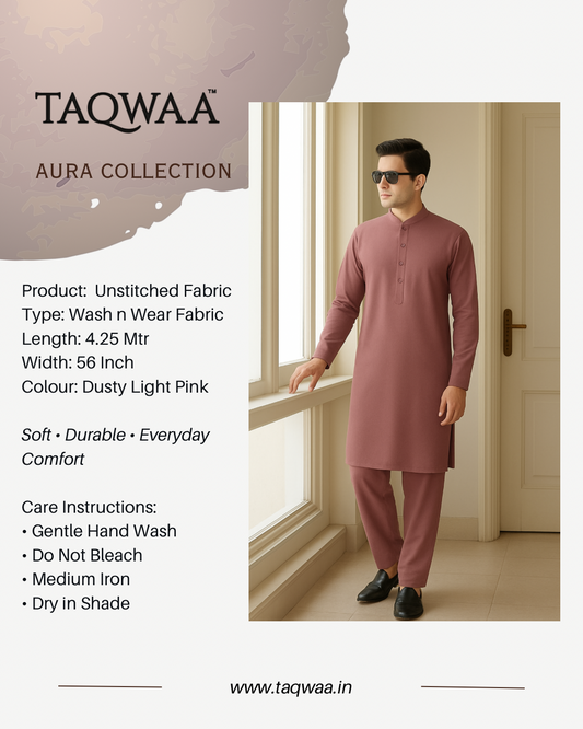 Pure Luxe Dusty Light Pink– Unstitched Wash N Wear Fabric by TAQWAA