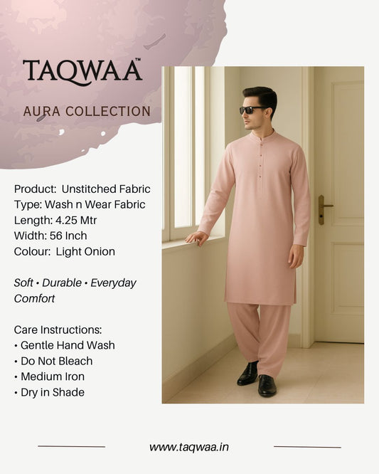 Pure Luxe Light Onion – Unstitched Wash N Wear Fabric by TAQWAA