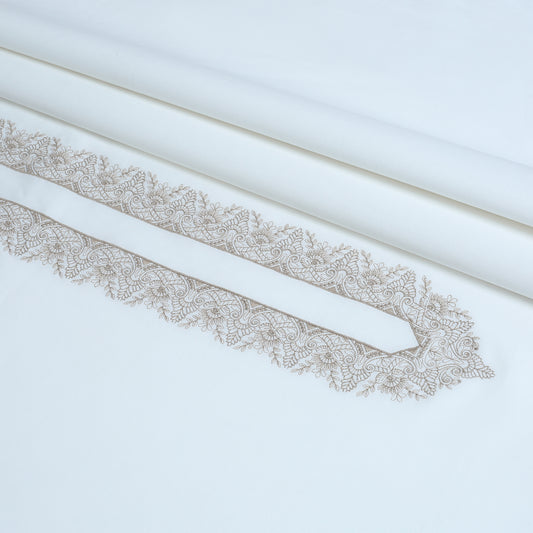 Men’s Unstitched Embroidered Chest Pure Lawn Kameez Shalwar – Off-White (TAQWAA Luxe)