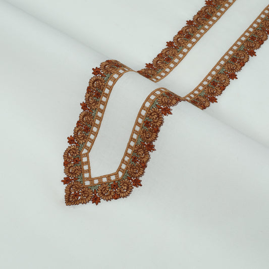 Men’s Unstitched Embroidered Chest Pure Lawn Kameez Shalwar – White (TAQWAA Luxe)