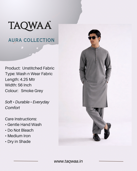 Pure Luxe Smoke Grey – Unstitched Wash N Wear Fabric by TAQWAA