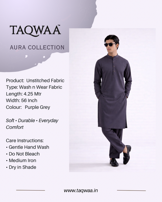 Pure Luxe Purple Grey– Unstitched Wash N Wear Fabric by TAQWAA