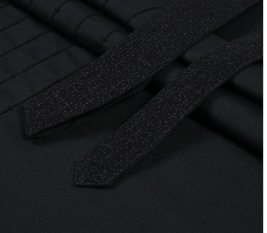 Men Unstitch Front Allover Embroidery With Bann & Placket Black