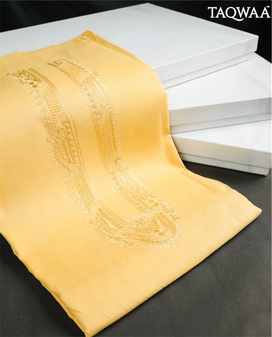 TAQWAAA – Royal Chest Embroidered Egyptian Cotton (Unstitched)