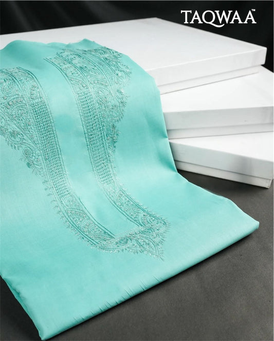 TAQWAA – Aqua Royale Embroidered Egyptian Cotton (Unstitched)