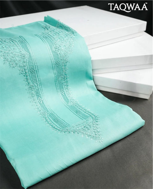 TAQWAA – Ocean Crest Embroidered Egyptian Cotton (Unstitched)
