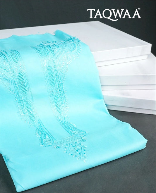 TAQWAA – Sky Gleam Embroidered Egyptian Cotton (Unstitched)