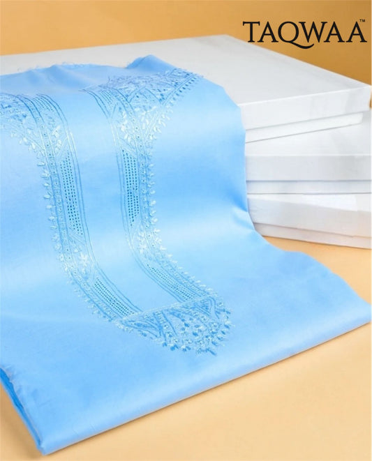 TAQWAA – Royal Fern Embroidered Egyptian Cotton (Unstitched)