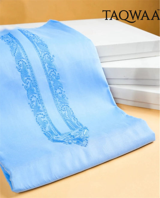 TAQWAA – Ocean Crest Embroidered Egyptian Cotton (Unstitched)