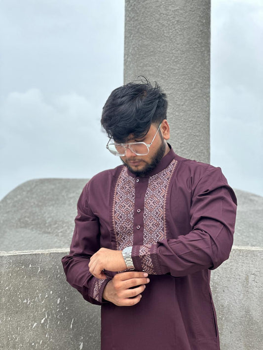 TAQWAA – Afghani Elegance Wine (Mens Unstitched)