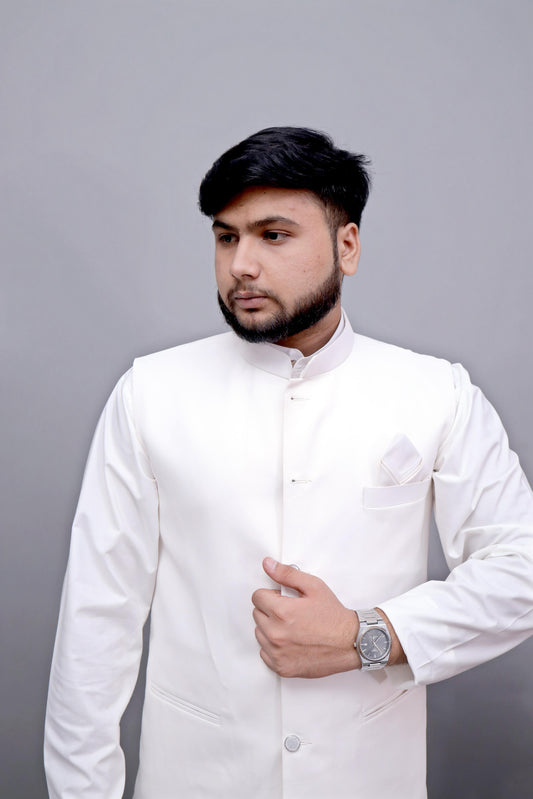 Men’s Stitched Shalwar Kameez with Matching Waistcoat.