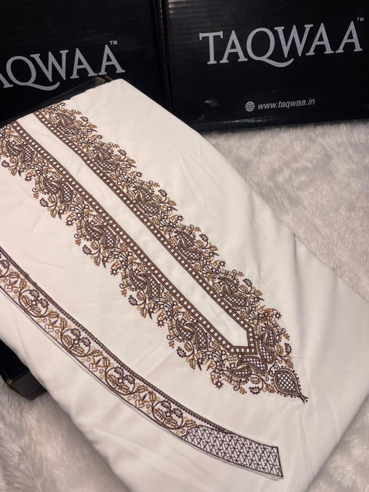 Men Amir Embroidered – Wash & Wear Boski – Unstitched Fabric –  White