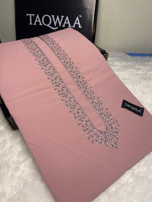 Men Ghazi Embroidered – Wash & Wear Boski – Unstitched Fabric – Light Onion