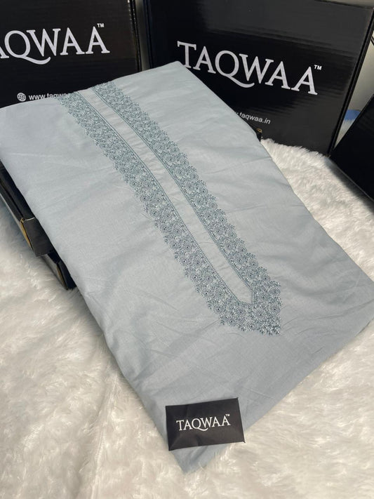 Men Safeer Embroidered – Pure Cotton – Unstitched Fabric – Light Mist