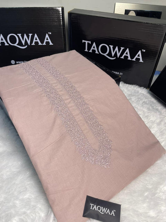 Men Safeer Embroidered – Pure Cotton – Unstitched Fabric – Rose Beige