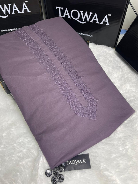 Men Safeer Embroidered – Pure Cotton – Unstitched Fabric – Purple