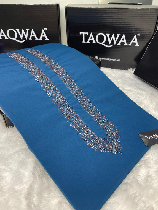 Men Ghazi Embroidered – Wash & Wear Boski – Unstitched Fabric – Teal