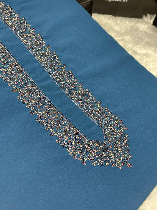 Men Ghazi Embroidered – Wash & Wear Boski – Unstitched Fabric – Teal