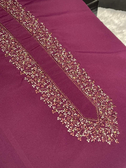 Men Ghazi Embroidered – Wash & Wear Boski – Unstitched Fabric – Wine