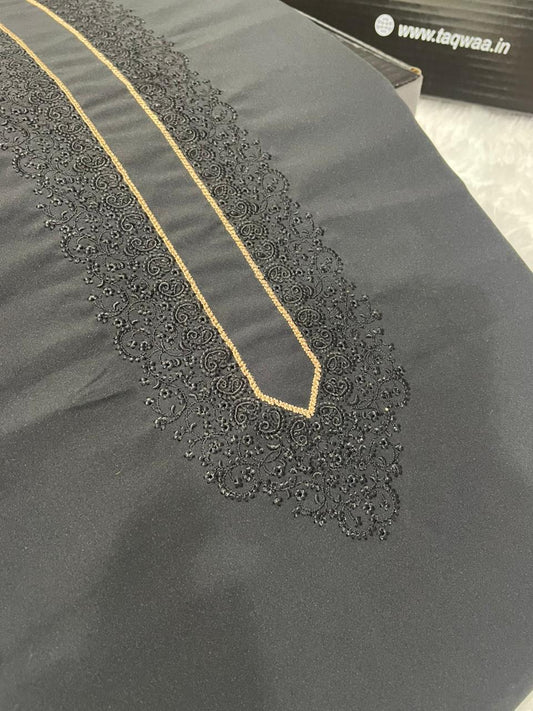 Men Tone-to-Tone Embroidered – Unstitched Fabric – Boski – Black