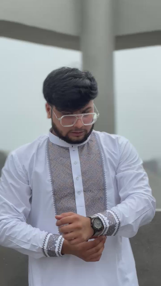 TAQWAA – Afghani Elegance White Edition (Men’s Unstitched)