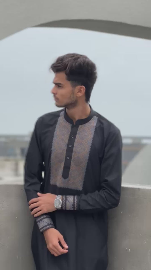 TAQWAA – Afghani Elegance Black Edition (Men’s Unstitched)