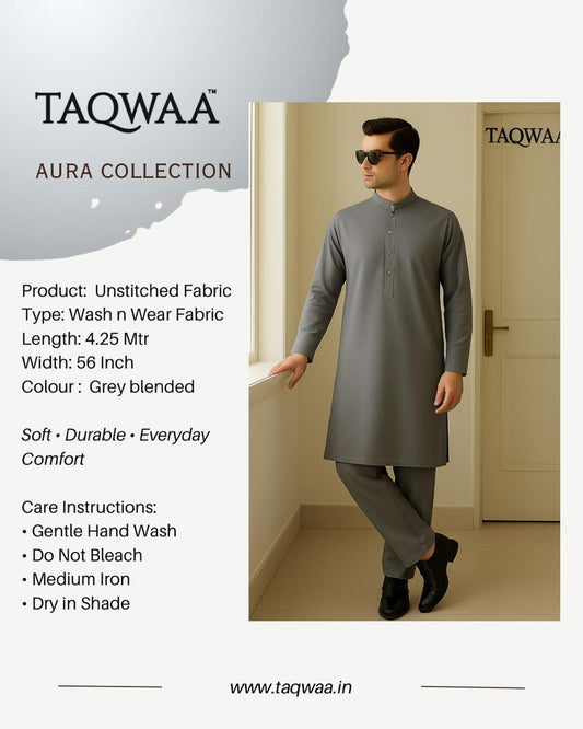 Pure Luxe Grey Blended – Unstitched Wash N Wear Fabric by TAQWAA